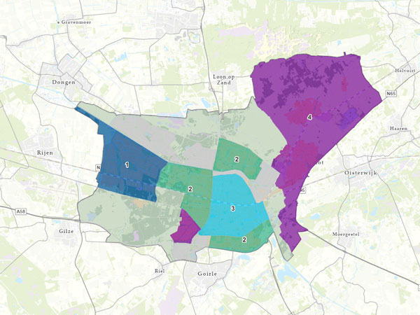 Kaart met duurzame warmtebronnen Gemeente Tilburg